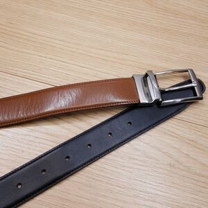 PERRY ELLIS Belt Mens Size 38 Brown Black Bonded Leather Reversible